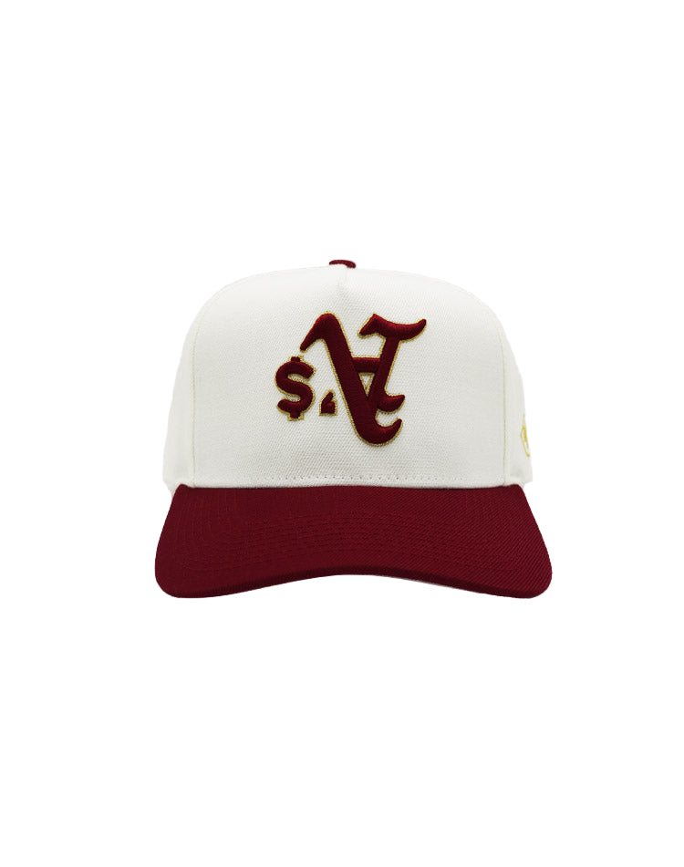 RUMORZ A'$ CLASSIC UPSIDE DOWN RMZ CAP CREAM BURGUNDY
