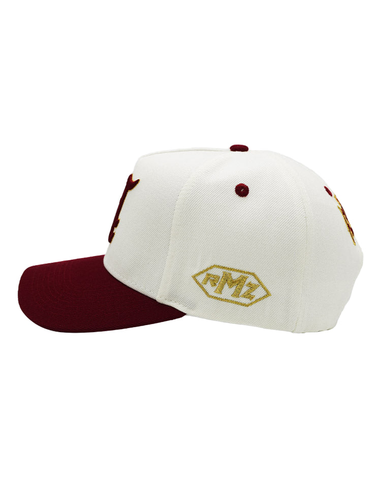 RUMORZ A'$ CLASSIC UPSIDE DOWN RMZ CAP CREAM BURGUNDY