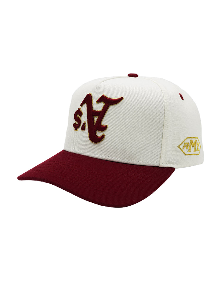 RUMORZ A'$ CLASSIC UPSIDE DOWN RMZ CAP CREAM BURGUNDY