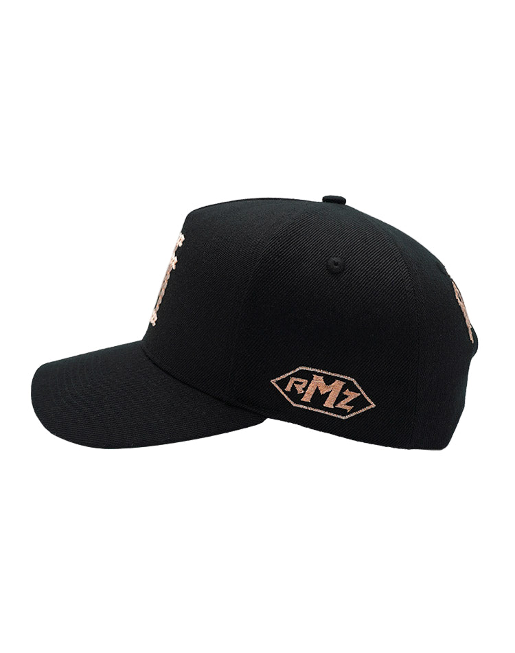 RUMORZ LA CHAIN ROSÉGOLD UPSIDE DOWN RMZ CAP BLACK