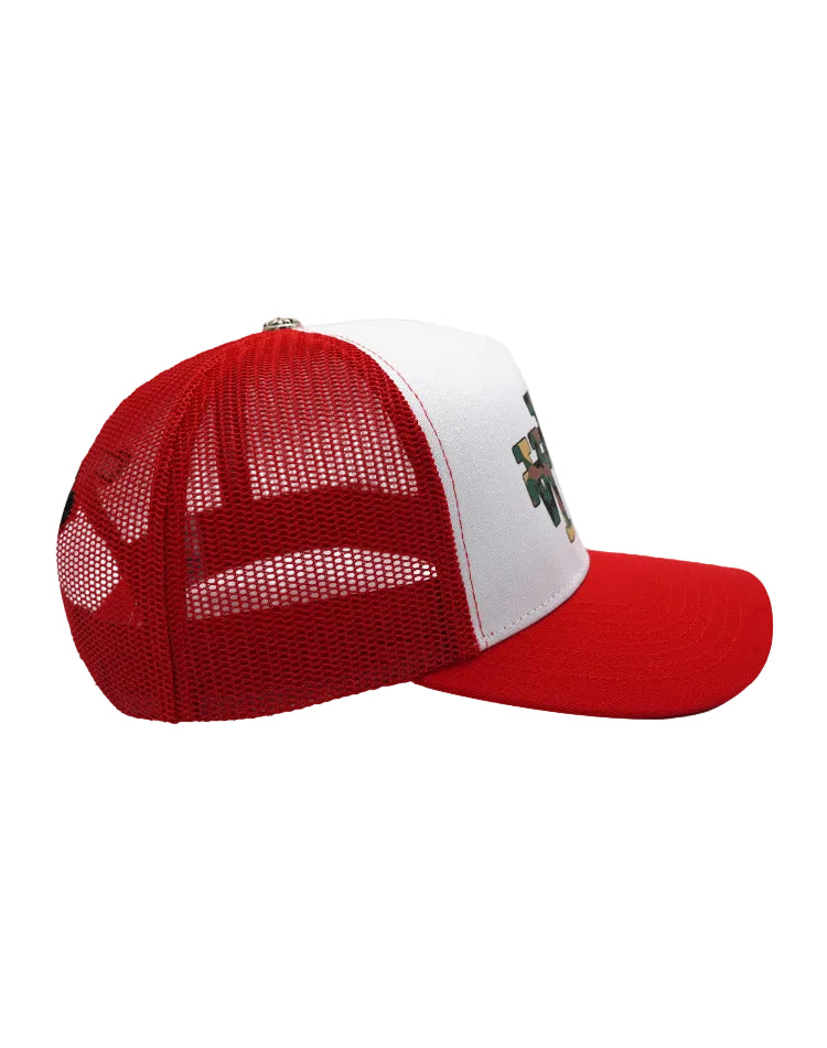 RUMORZ LA TRIPPLE CAMO RED TRUCKER RMZ CAP