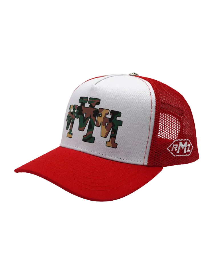 RUMORZ LA TRIPPLE CAMO RED TRUCKER RMZ CAP